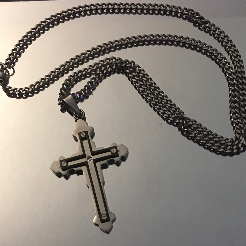 The Cross stainless steel necklaces.
